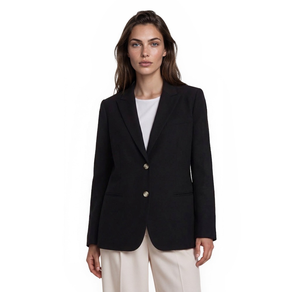 NEW Lauren Ralph Lauren Blazer Womens Size 16 Black 100% Linen Two Button Jacket